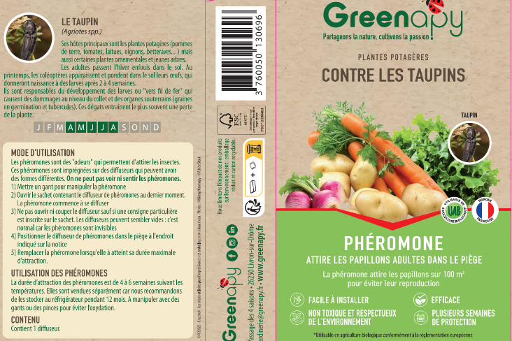 Greenapy - Phéromone Taupins Agriotes spp. (taupin) boîte d'1 capsule - Greenapy