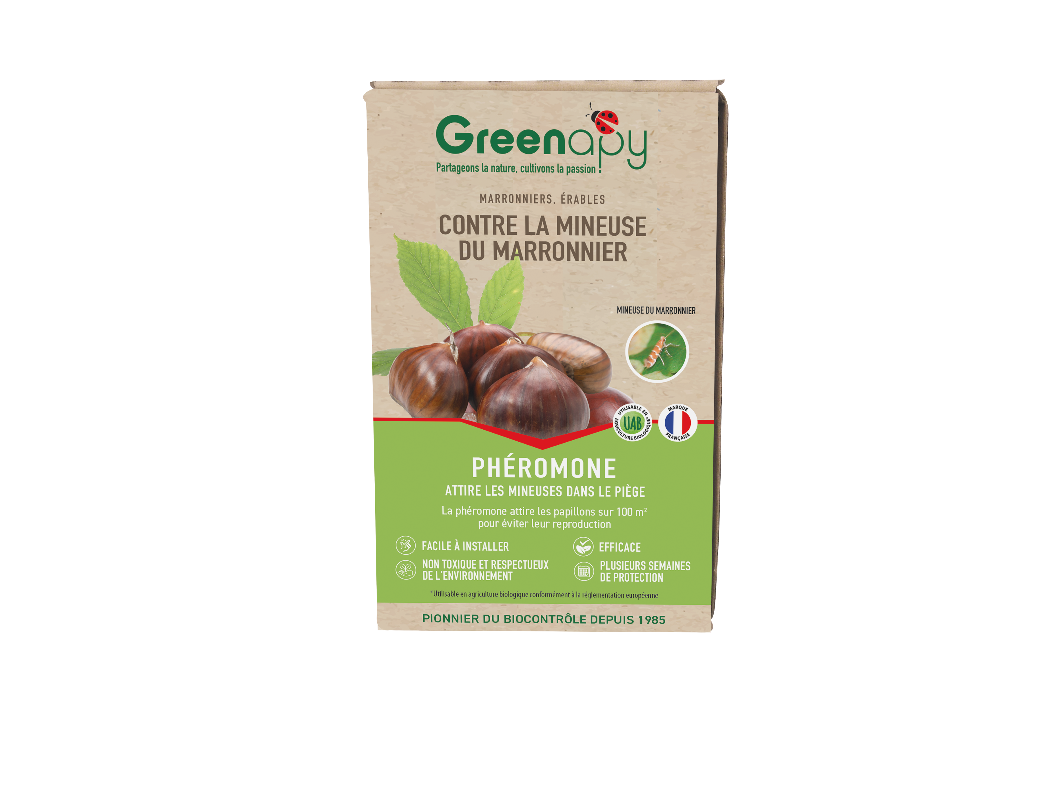 Greenapy - Phéromone Mineuse du marronnier Cameraria ohridella boîte de 2 capsules - Greenapy