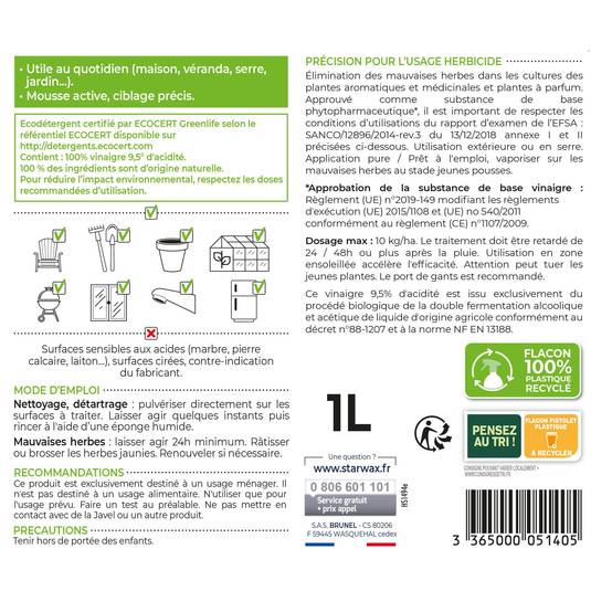 Starwax - Starwax - Vinaigre jardin et maison 9,5° 1 L - Image 3