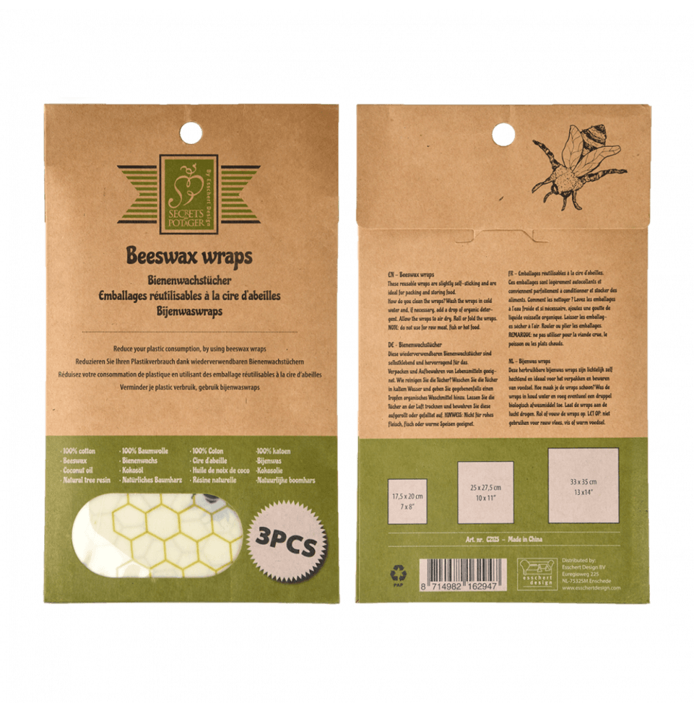 Set de 3 emballages réutilisables à la cire d'abeille - Imagen 5