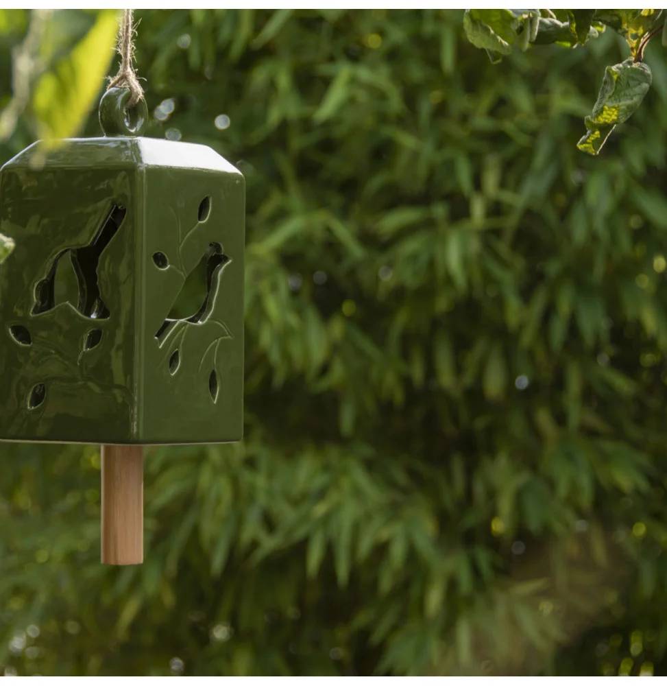 Carillon Terre Cuite Bois Pin Vert L 11,1 l 11,1 H 21,8 cm - Image 3