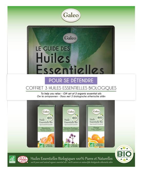 Galeo - Coffret 3 huiles essentielles bio détendre + le guide offert - Image 1