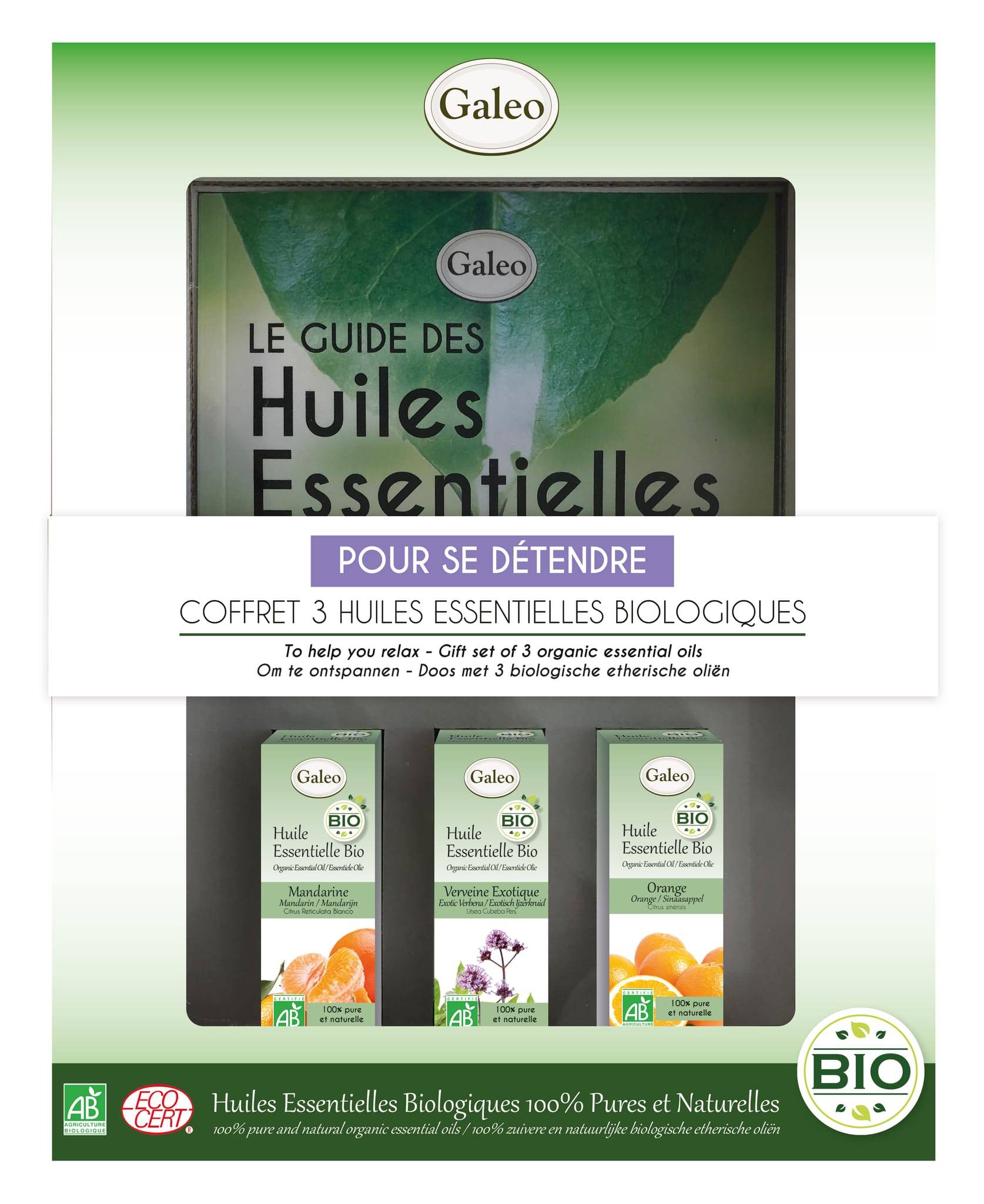Galeo - Coffret 3 huiles essentielles bio détendre + le guide offert - Imagen 1