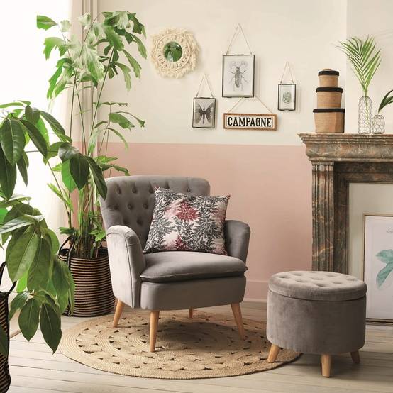 Pouf velours gris avec rangement Ø.45 x H.38 cm - Image 2