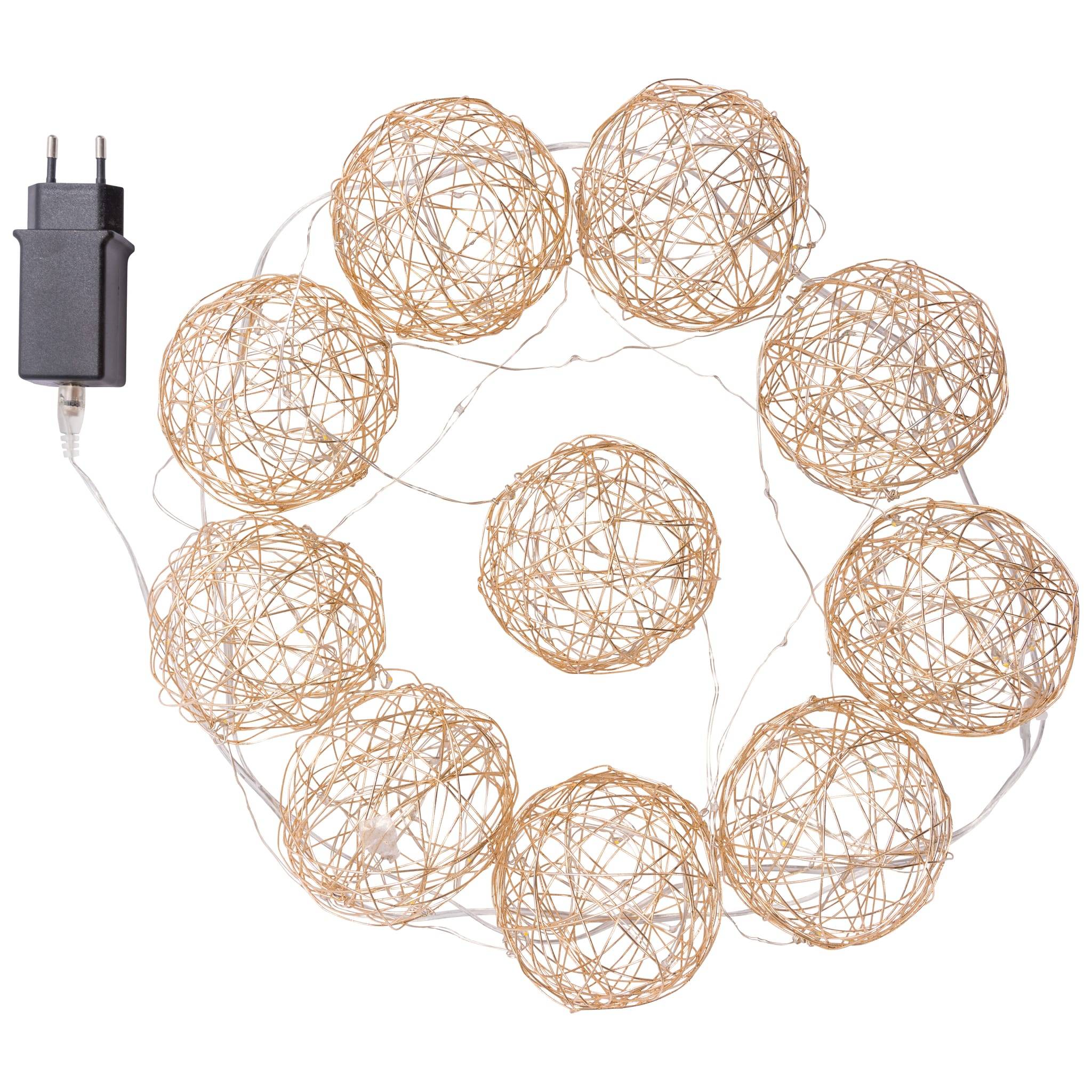 Blachere Illumination - Guirnalda bolas metal 50 micro LED blanco cálido - 3,5 V L.180 cm - Imagen 2