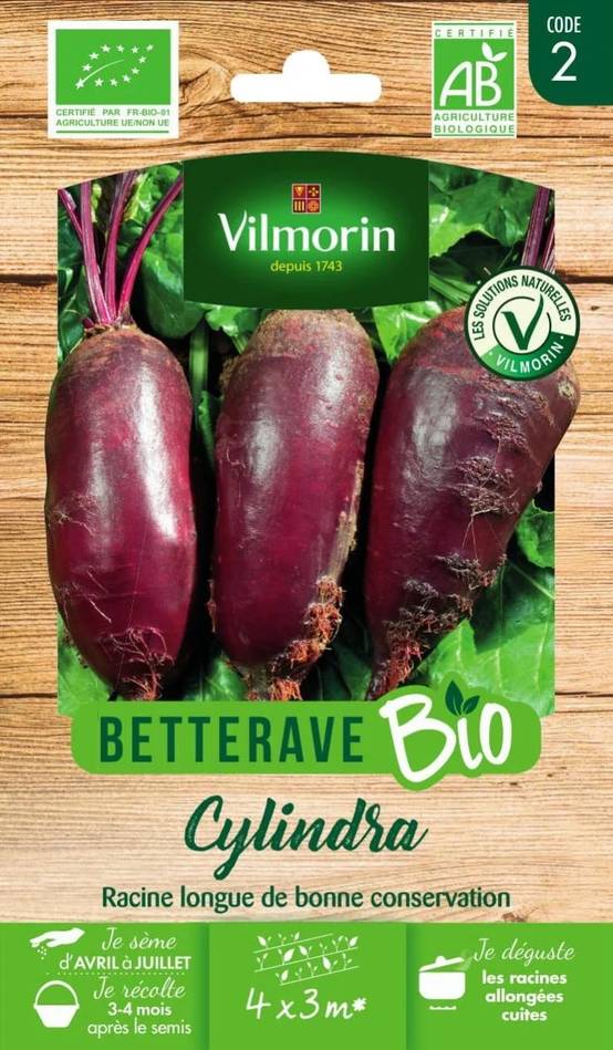 Vilmorin - Betterave potagère cylindra Bio série 2 sachet graines 5 g - Vilmorin - Image 1