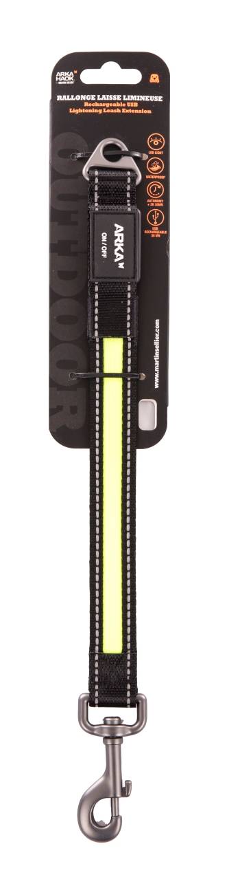 Martin Sellier - Rallonge laisse nylon jaune lumineuse USB 2,5x39cm - ARKA HAOK