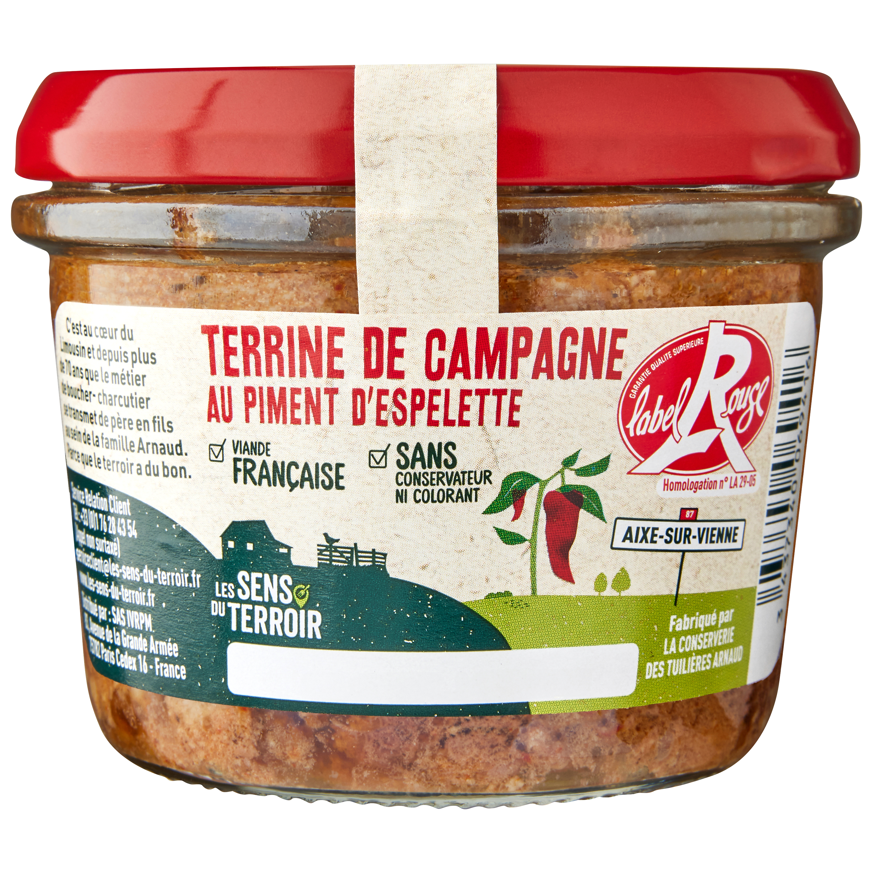 Les Sens du Terroir - Terrina pimiento de Espelette Label Rouge 180 g -Les Sens du Terroir