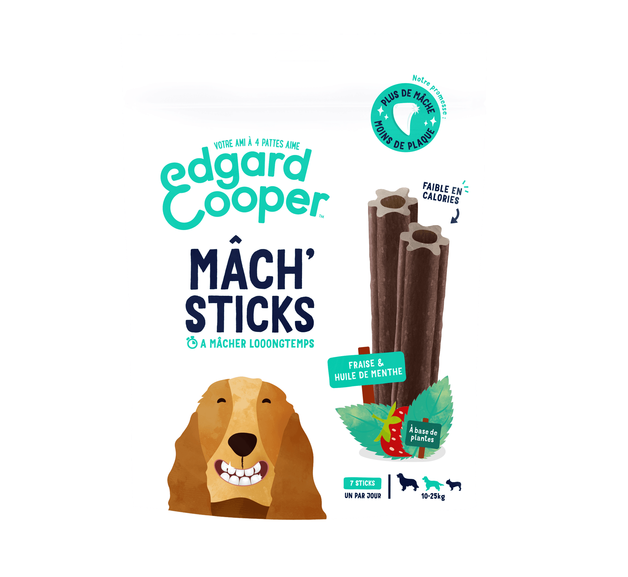 Edgard & Cooper - Stick dental natural Medio Perro fresa menta 160 g - Edgard & Cooper