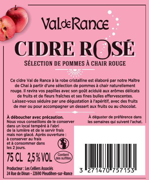 Val de rance - Cidre rosé 75 cl - Val de Rance - Imagen 2