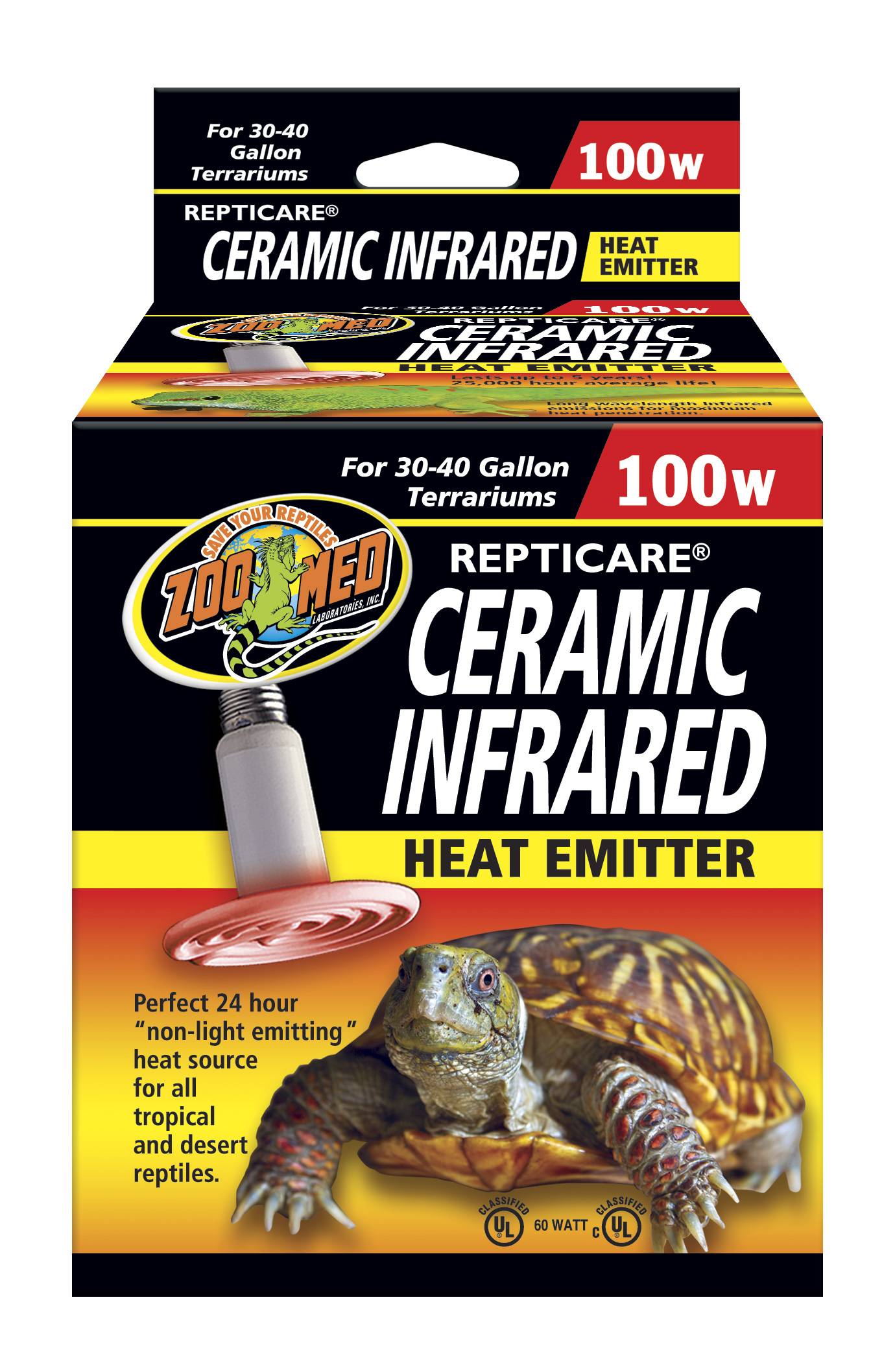Zoomed - Lampe chauffante en céramique 100W - L.15,3 x l.10 x H.10 cm