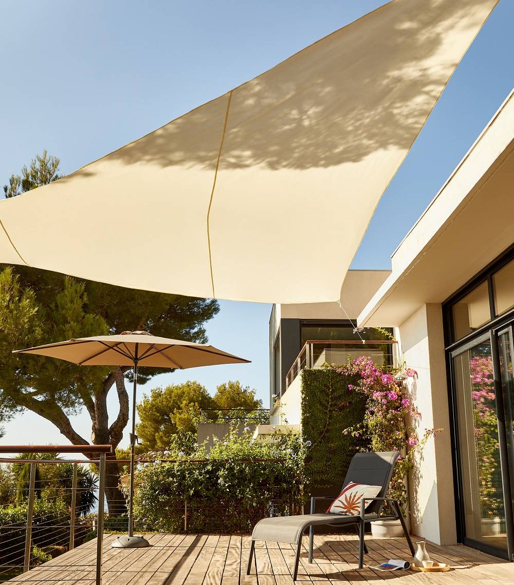 Pro Loisirs - Pro Loisirs - Parasol fixe a manivelle Taupe Ø.300 x H.254 cm - Image 3
