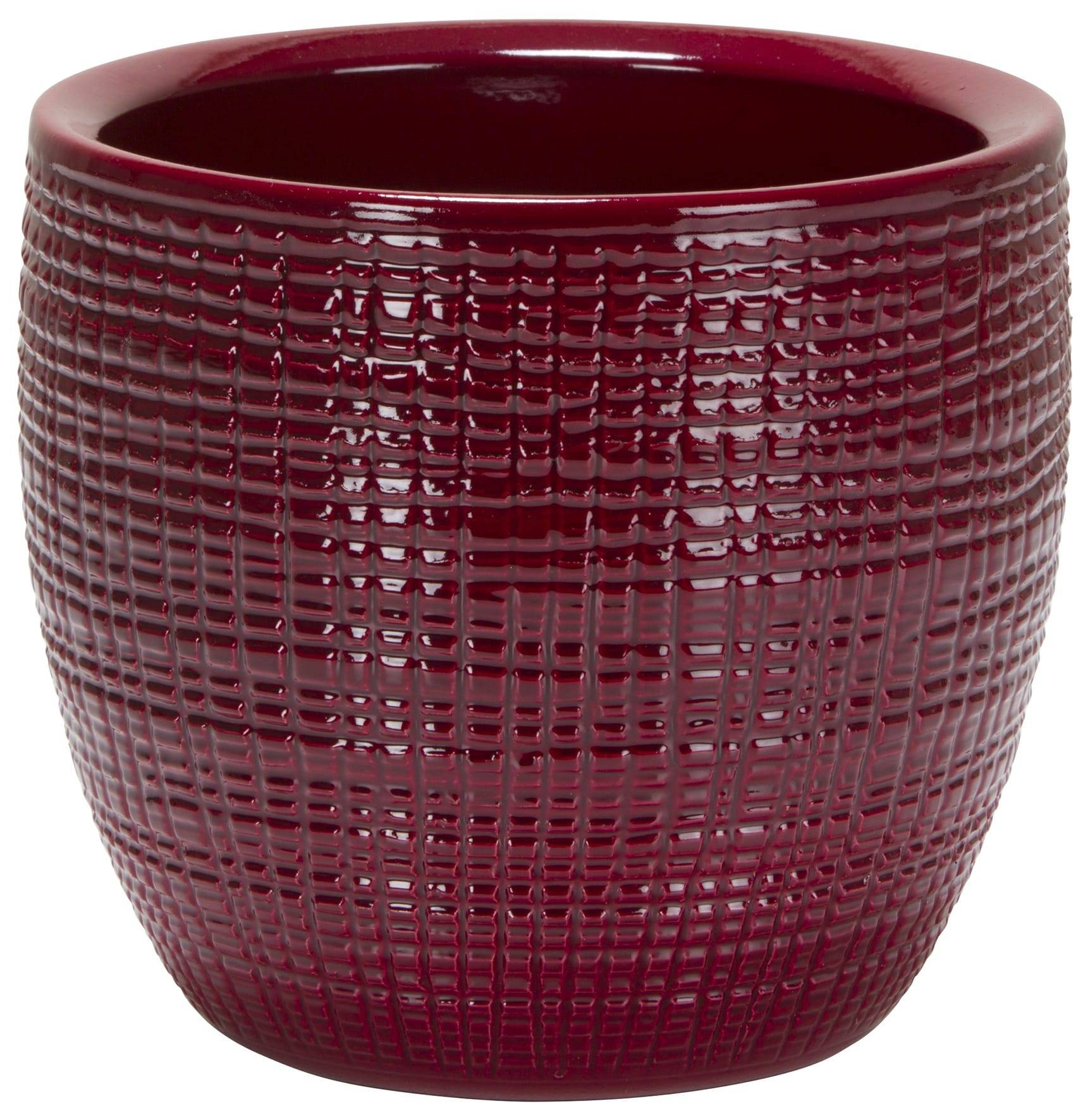 Cache pot en céramique rouge D14 cm - Jardiland