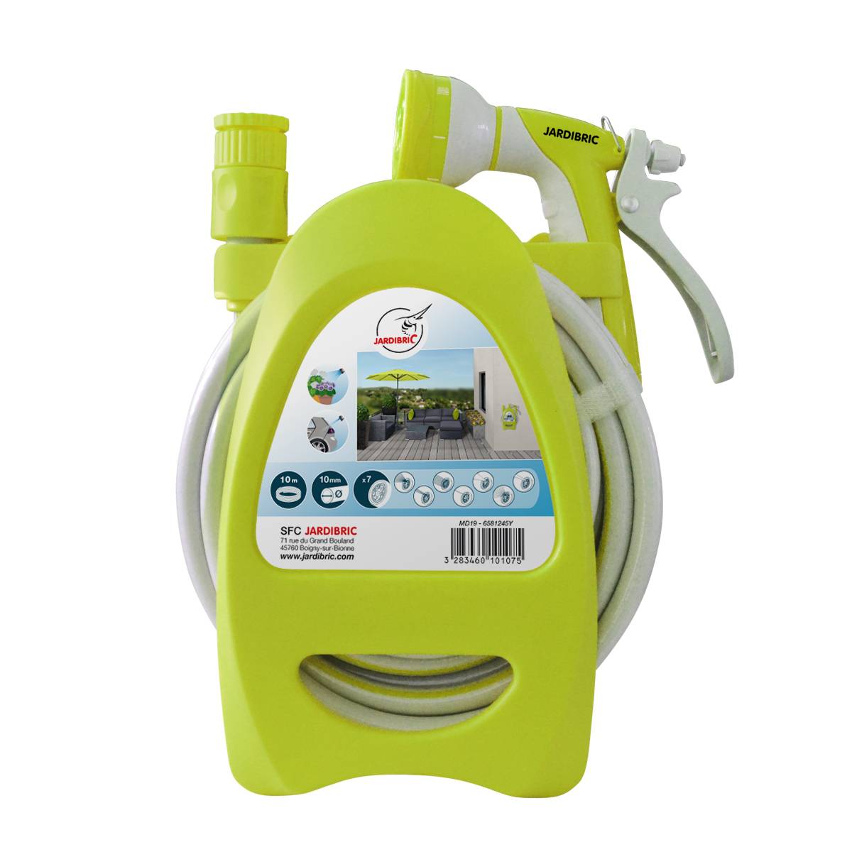 Jardibric - Mini Dévidoir Portable Ø.10 mm avec pistolet d'arrosage L.10 m - Imagen 2