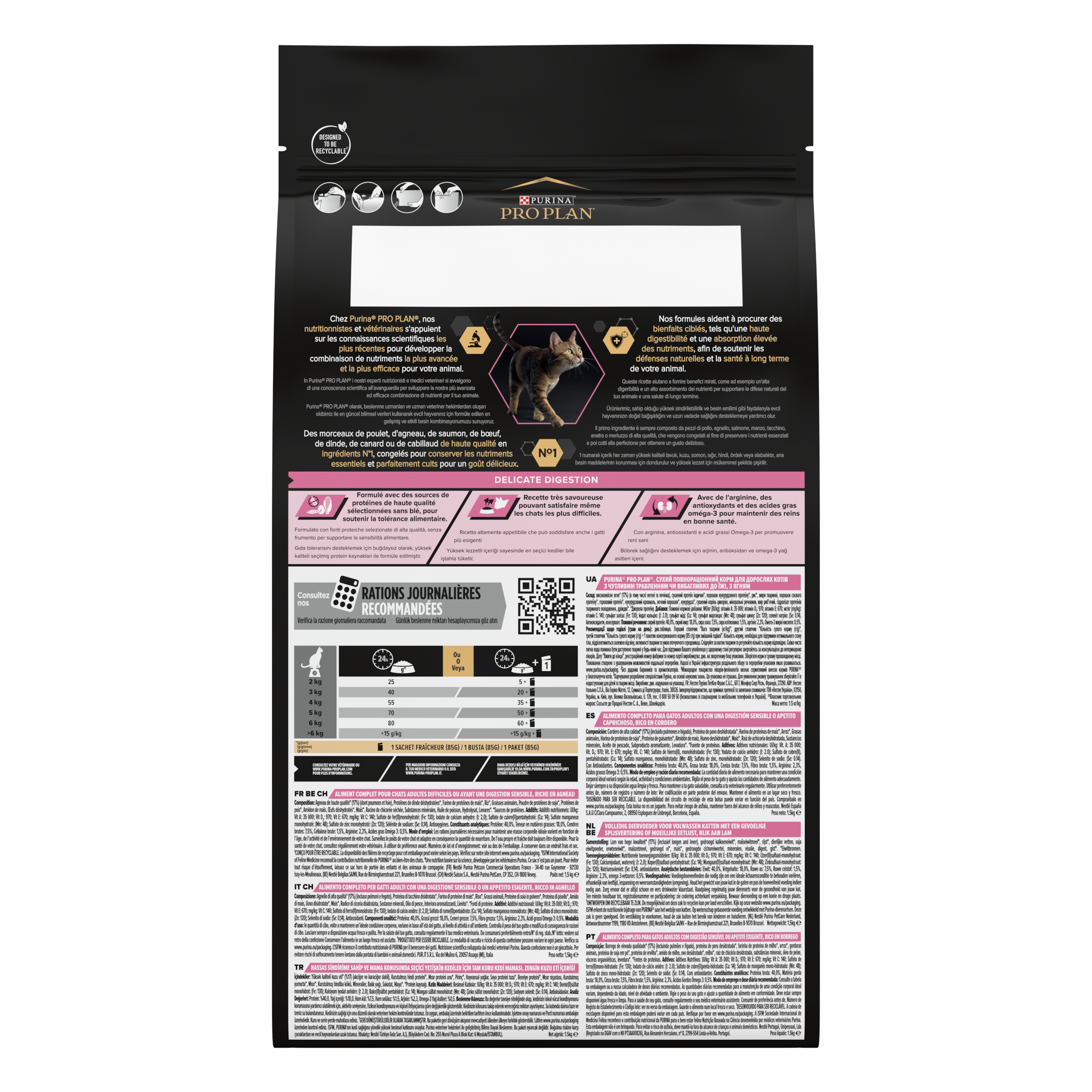 Purina Pro Plan - Croquettes chat Adulte Délicate Agneau 1,5 kg - PRO PLAN - Imagen 6