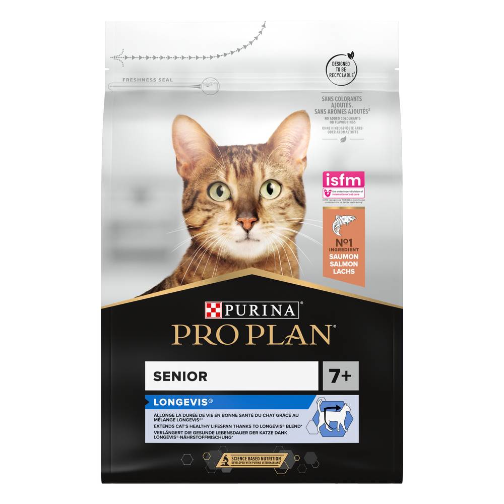 Purina Pro Plan - Croquettes chat Senior Saumon 3 kg - PRO PLAN