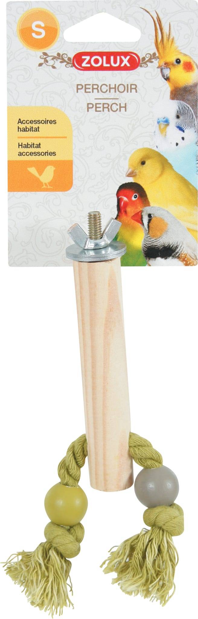 Zolux - Percha de madera con cuerda tamaño S - L.2,5 x l.6 x H.16 cm