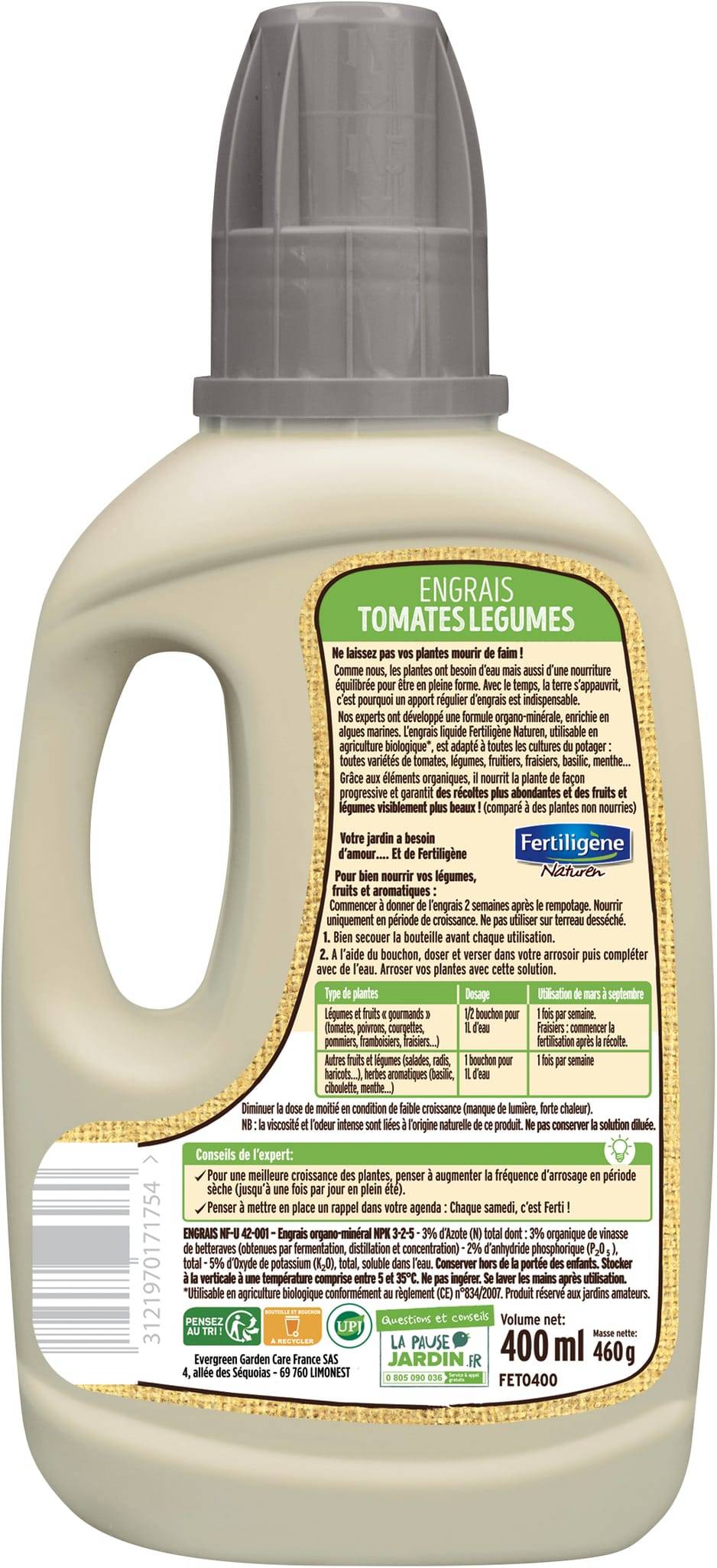 Fertiligène - Fertilizante Tomates verduras aromáticas UAB 400ml - Imagen 2