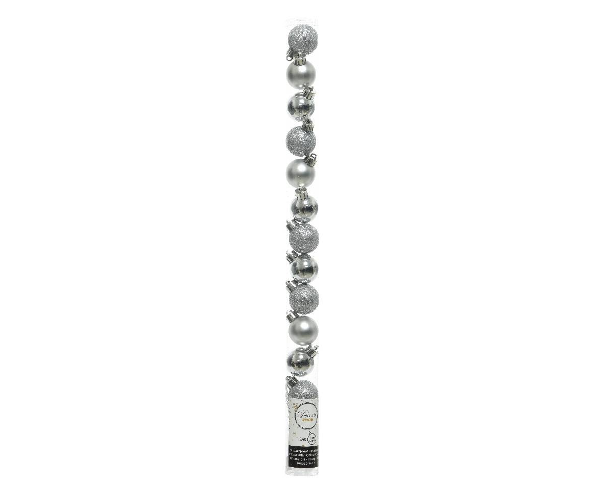 Decoris - Decoris - Etui de 14 Boules Noël argentées en plastique Ø.3 cm