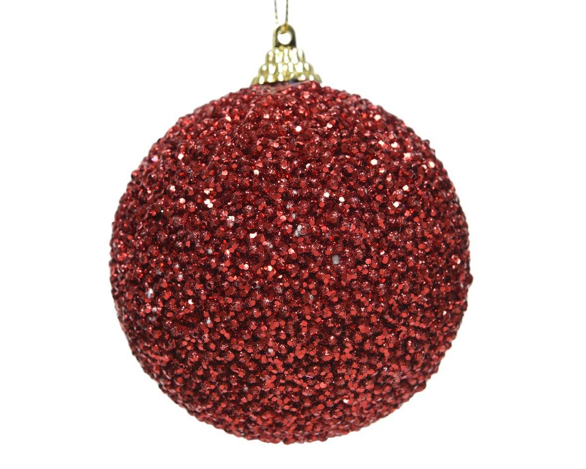 Decoris - Decoris - Boule de Noël en mousse pailletée Rouge poudré Ø.8 cm