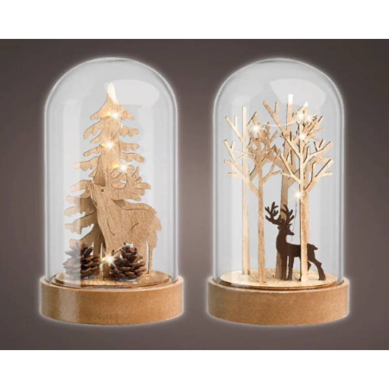 Kaemingk - Cloche Micro LED naturel/blanc chaud L.11,5 x l.11 x H.20,5 cm - Imagen 1