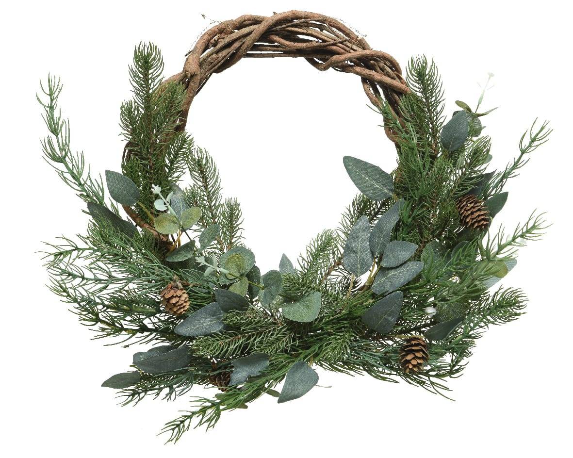 Everlands - Couronne décorative avec Feuilles et Pommes de pin - Vert Ø.40 cm - Image 2
