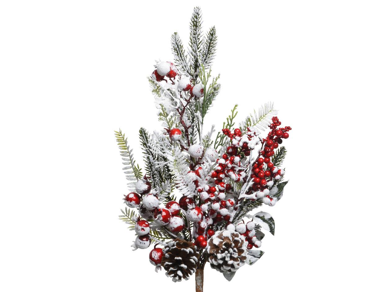 Everlands - Branche déco avec baies rouge givrées L.7 x l.14 x H.30 cm - Image 2
