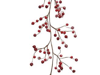 Decoris - Guirlande de Baies rouges avec neige et paillettes L.130 cm