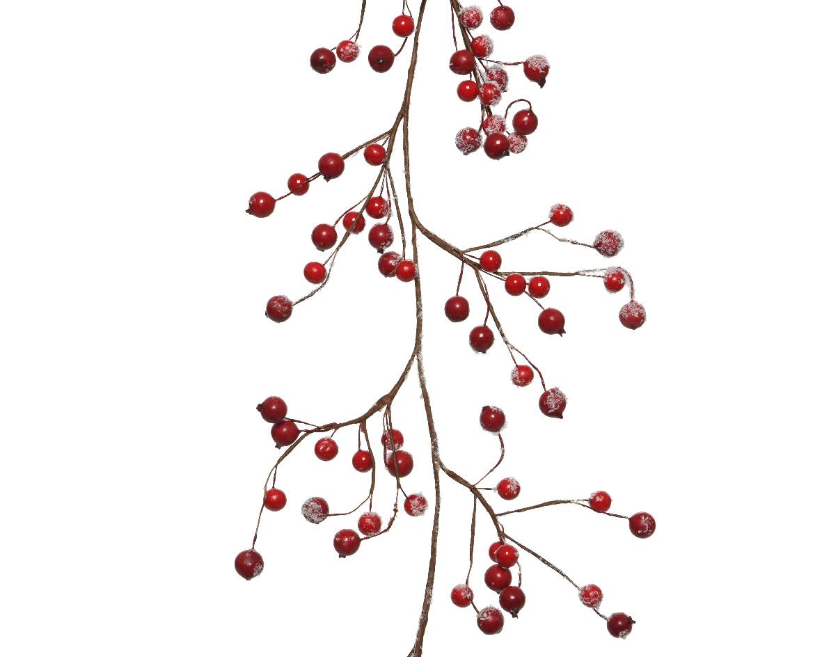 Decoris - Guirlande de Baies rouges avec neige et paillettes L.130 cm - Image 2