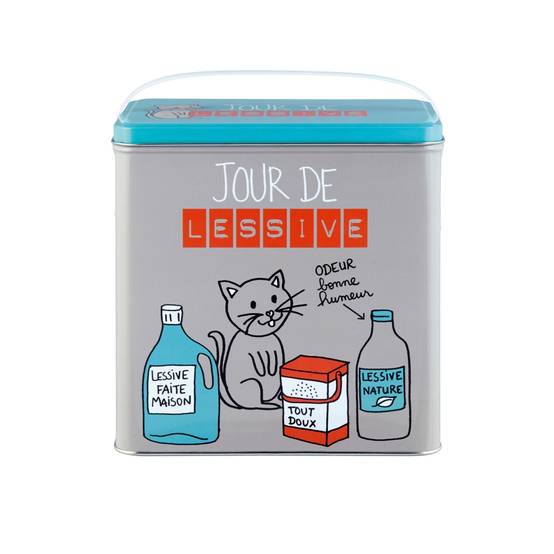 Derrière la Porte - Boite a lessive-linge Jour de lessive en métal gris