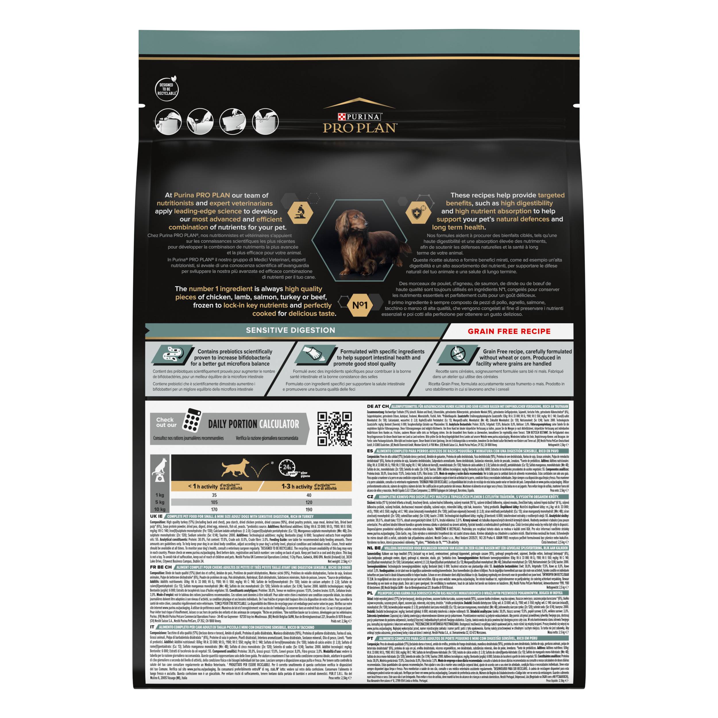 Purina Pro Plan - Croquettes petit chien Adulte Sensitive Digestion Dinde sans céréales 2,5 kg - PRO PLAN - Imagen 2