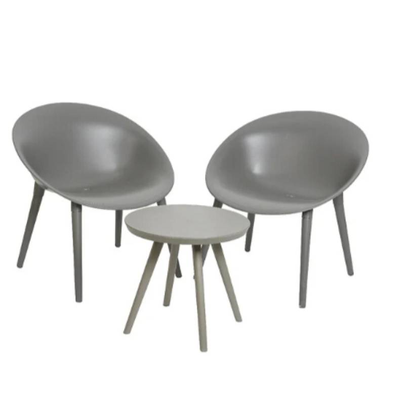 Decoris - Salon de jardin plastique anthracite - JARDIDECO - Image 1