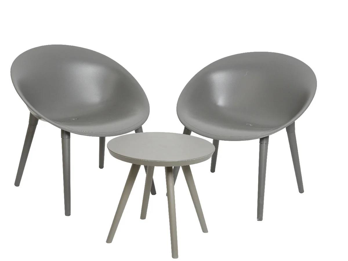 Decoris - Salon de jardin plastique anthracite - JARDIDECO - Image 6