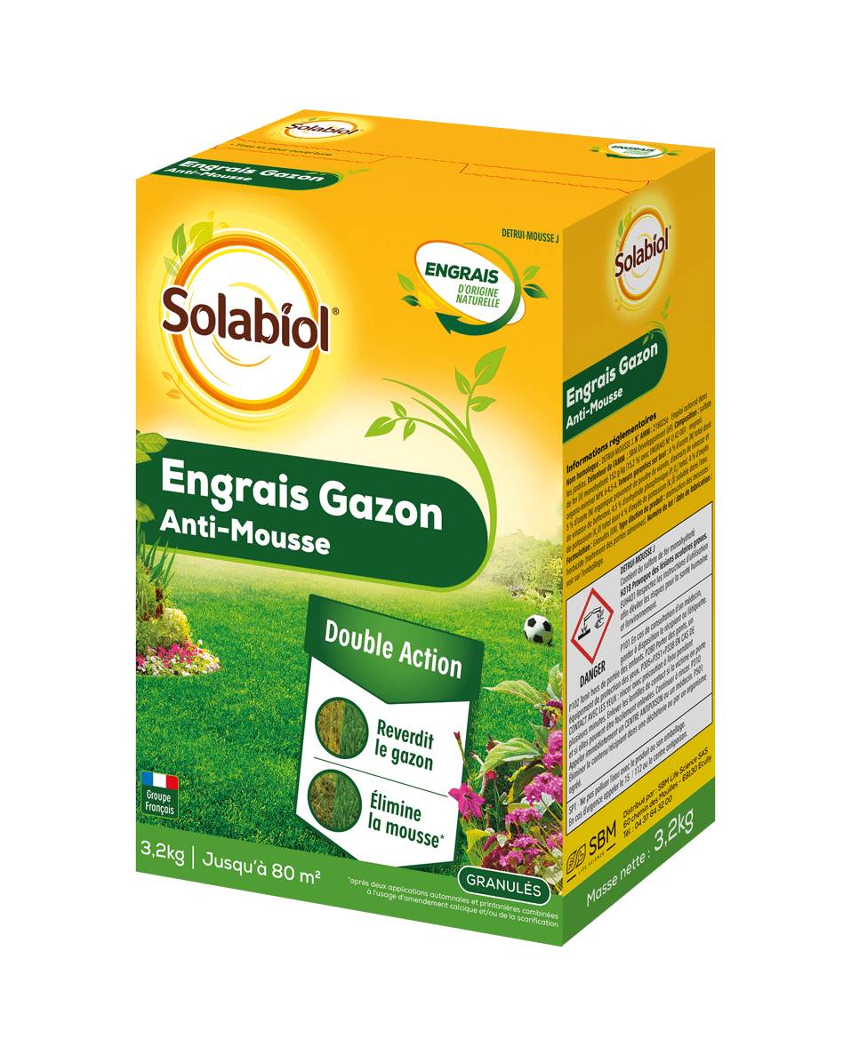 Solabiol - ENGRAIS GAZON ANTI MOUSSE 3,2 KG SOL