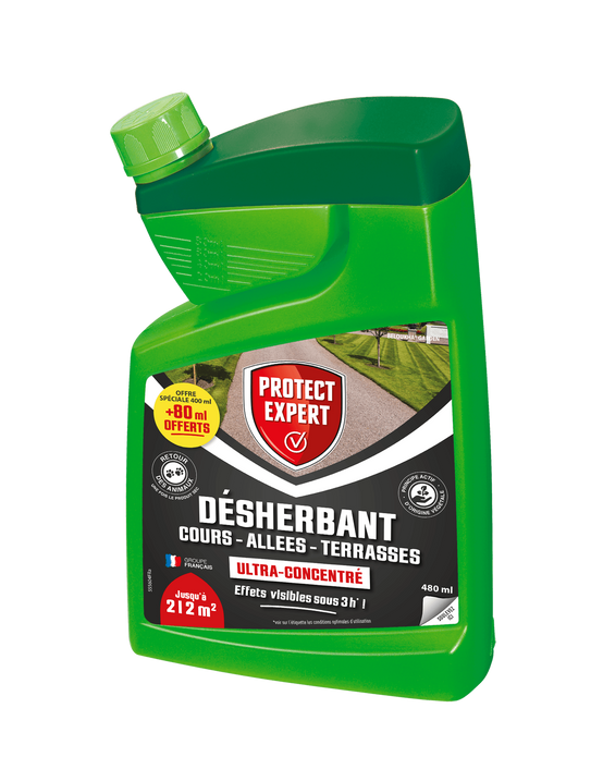 Protect Expert - DESHERBANT GRANDES COURS, ALLEES ULTRA CONCENTRE PROMO 400ML+80ML