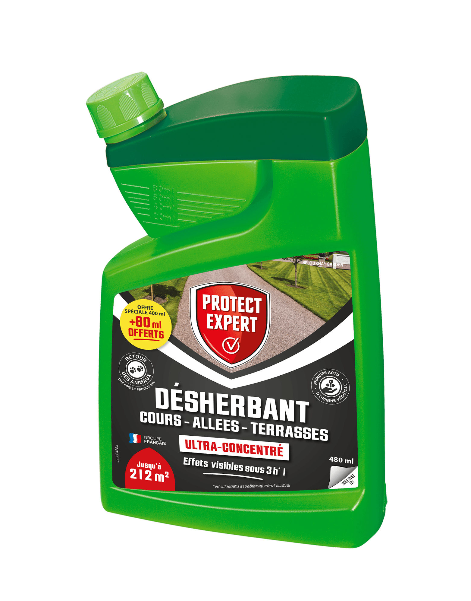 Protect Expert - DESHERBANT GRANDES COURS, ALLEES ULTRA CONCENTRE PROMO 400ML+80ML