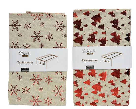 Decoris - Chemin de table polyester L. 150 x l. 32 cm - assortiment 2 pièces