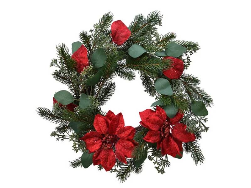 Kaemingk - Couronne décorative Poinsettia Rouge/Vert Ø.40 cm