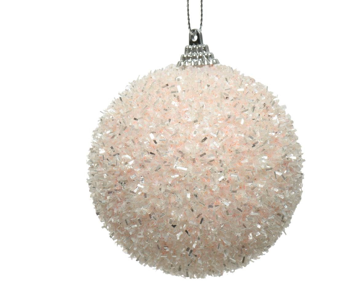 Kaemingk - Boule de Noël en mousse à lametta Rose poudré/Argent Ø.8 cm - Image 1