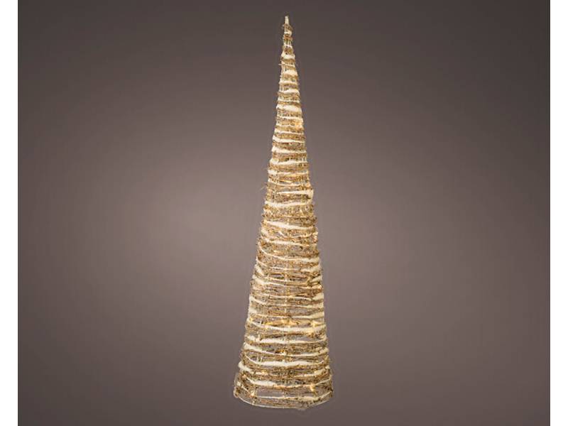 Luminéo - Luminéo - Pyramide LED avec neige en rotin L.17 x l.17 x H.60 cm - Image 1