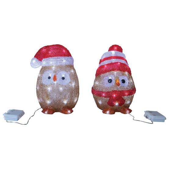 LED Hibou lumineux acrylique extérieur L.22 x l.22 x H.29 cm