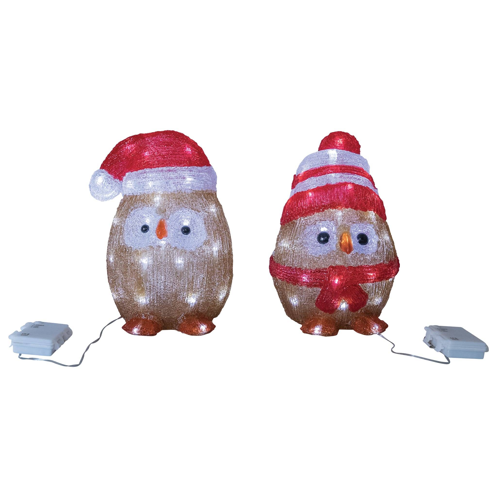 LED Hibou lumineux acrylique extérieur L.22 x l.22 x H.29 cm