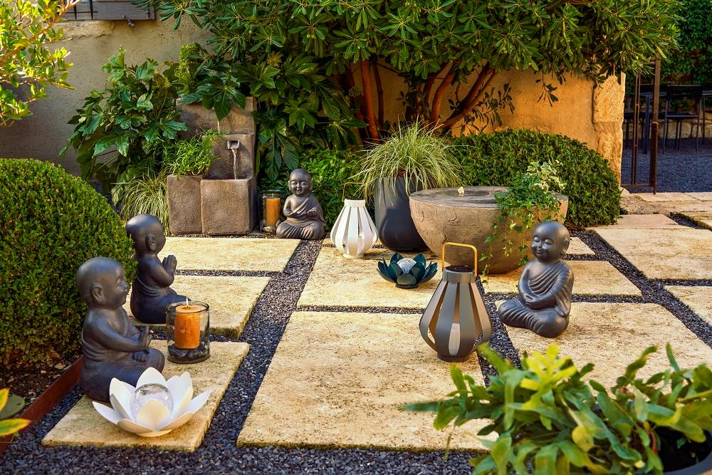 Decoris - Bouddha en fibre argile Anthracite L.23,5 x l.20 x H.35 cm - Imagen 2