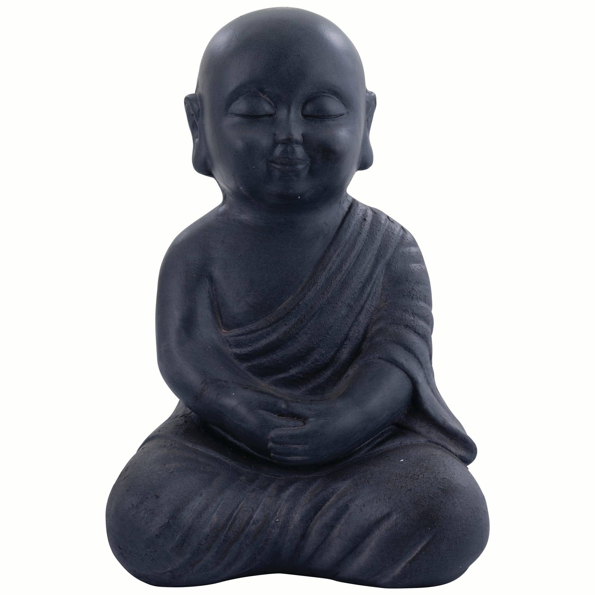 Decoris - Bouddha en fibre argile Anthracite L.23,5 x l.20 x H.35 cm - Imagen 4