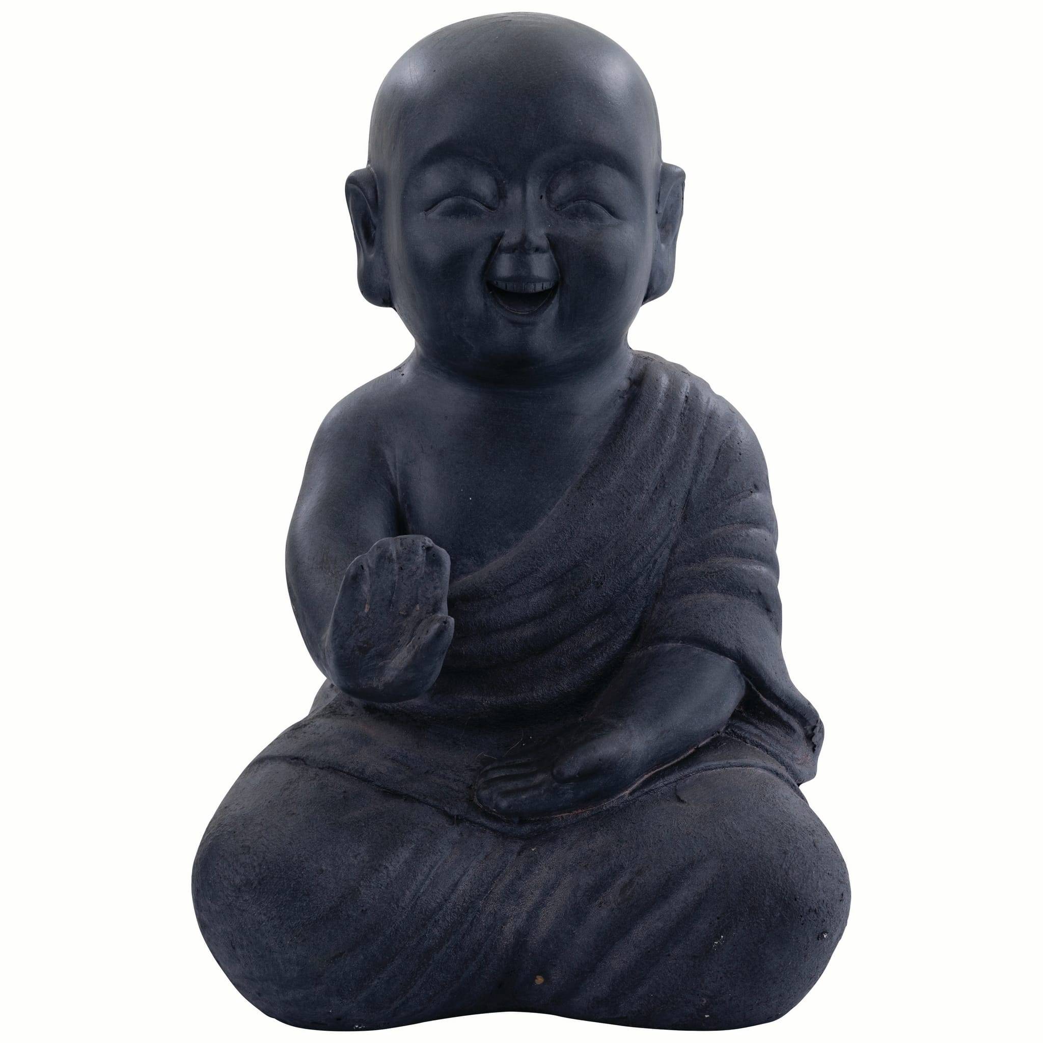 Decoris - Bouddha en fibre argile Anthracite L.23,5 x l.20 x H.35 cm - Imagen 3