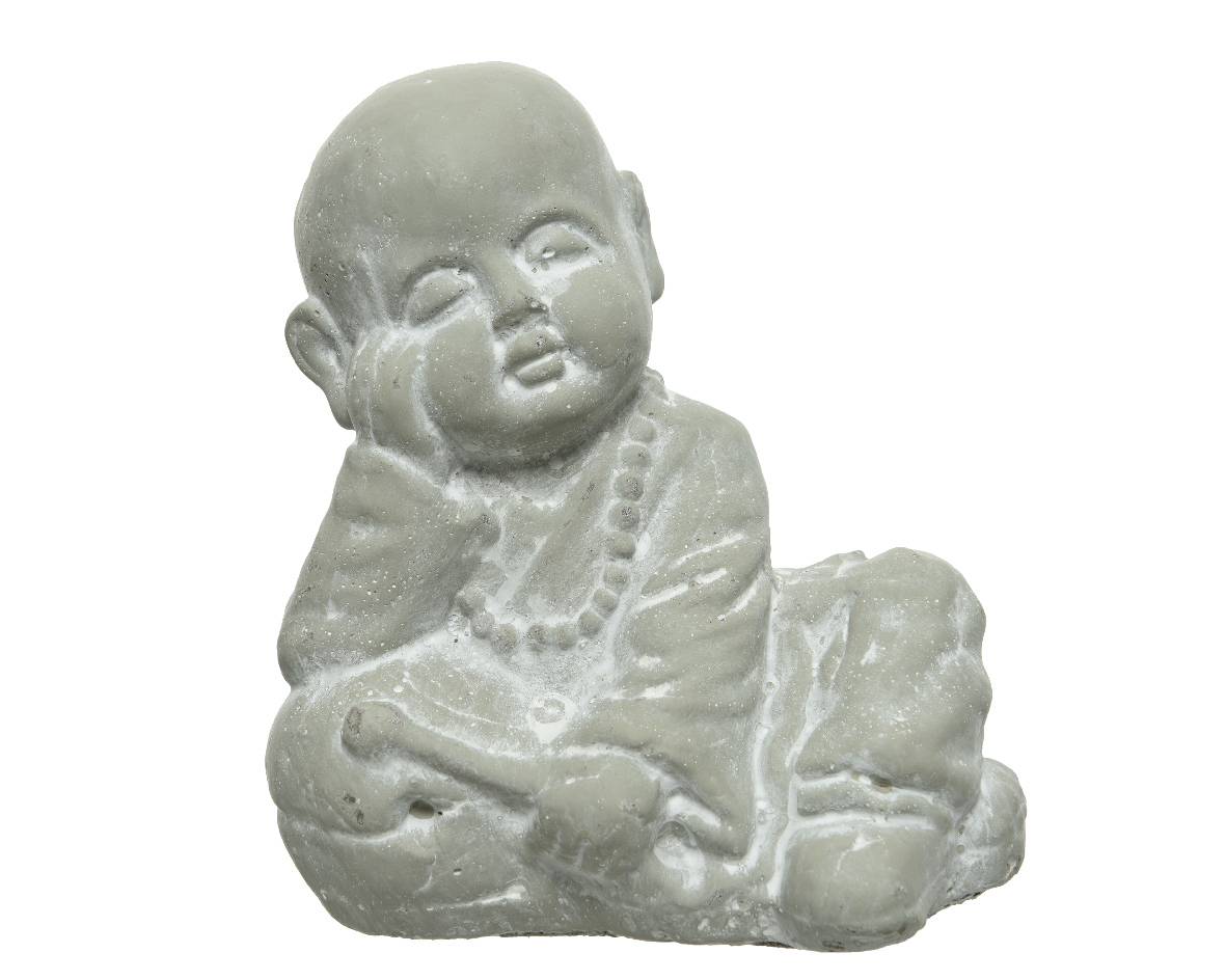 Decoris - Decoris - Estatua Monje de hormigón Gris L.15 x l.10 x H.17 cm