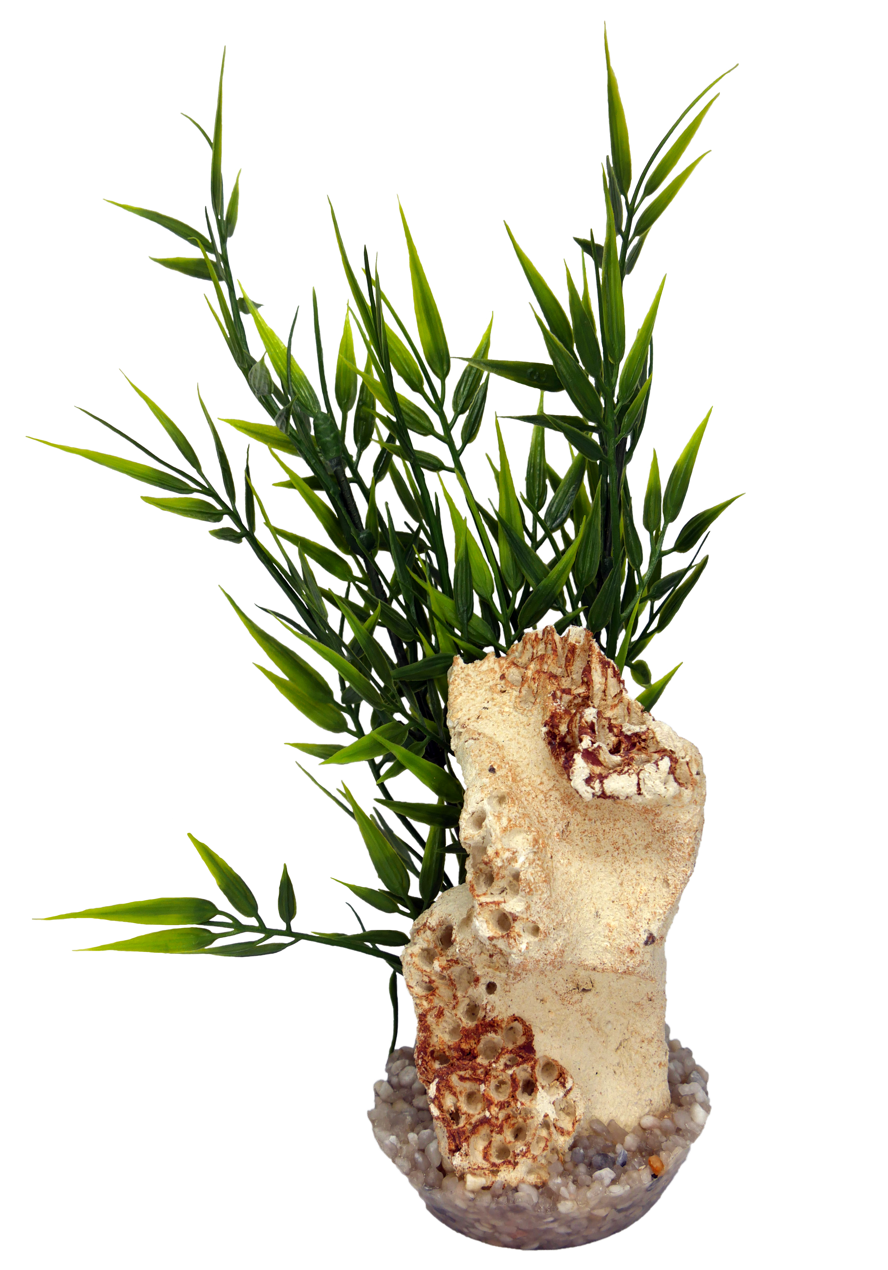 Labéo - Décor artificiel avec plante et roche - H.23 cm - Labéo