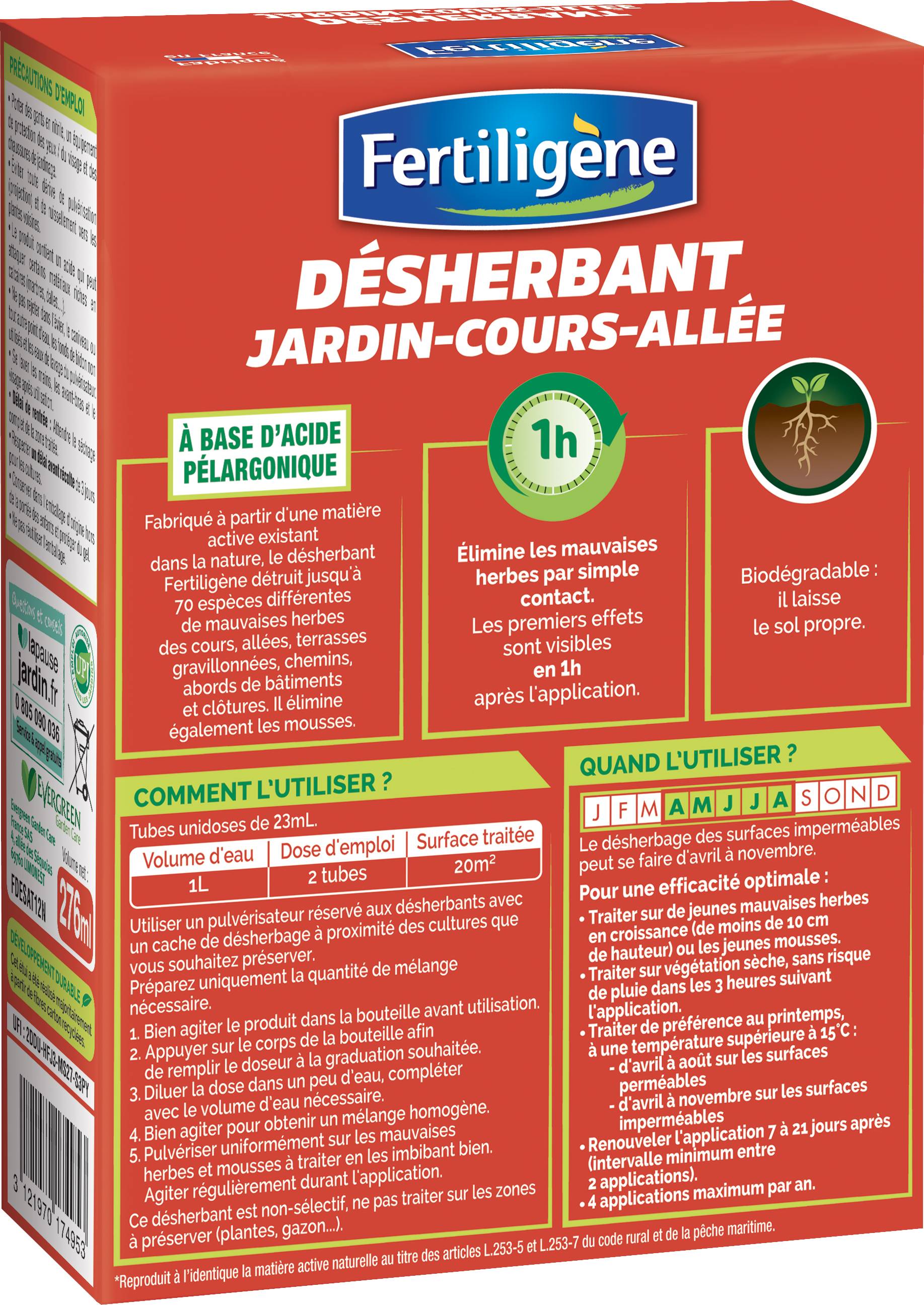 Fertiligène - Désherbant Concentré Jardin Cours Allées Tubes 12 tubes 120m² - Imagen 3