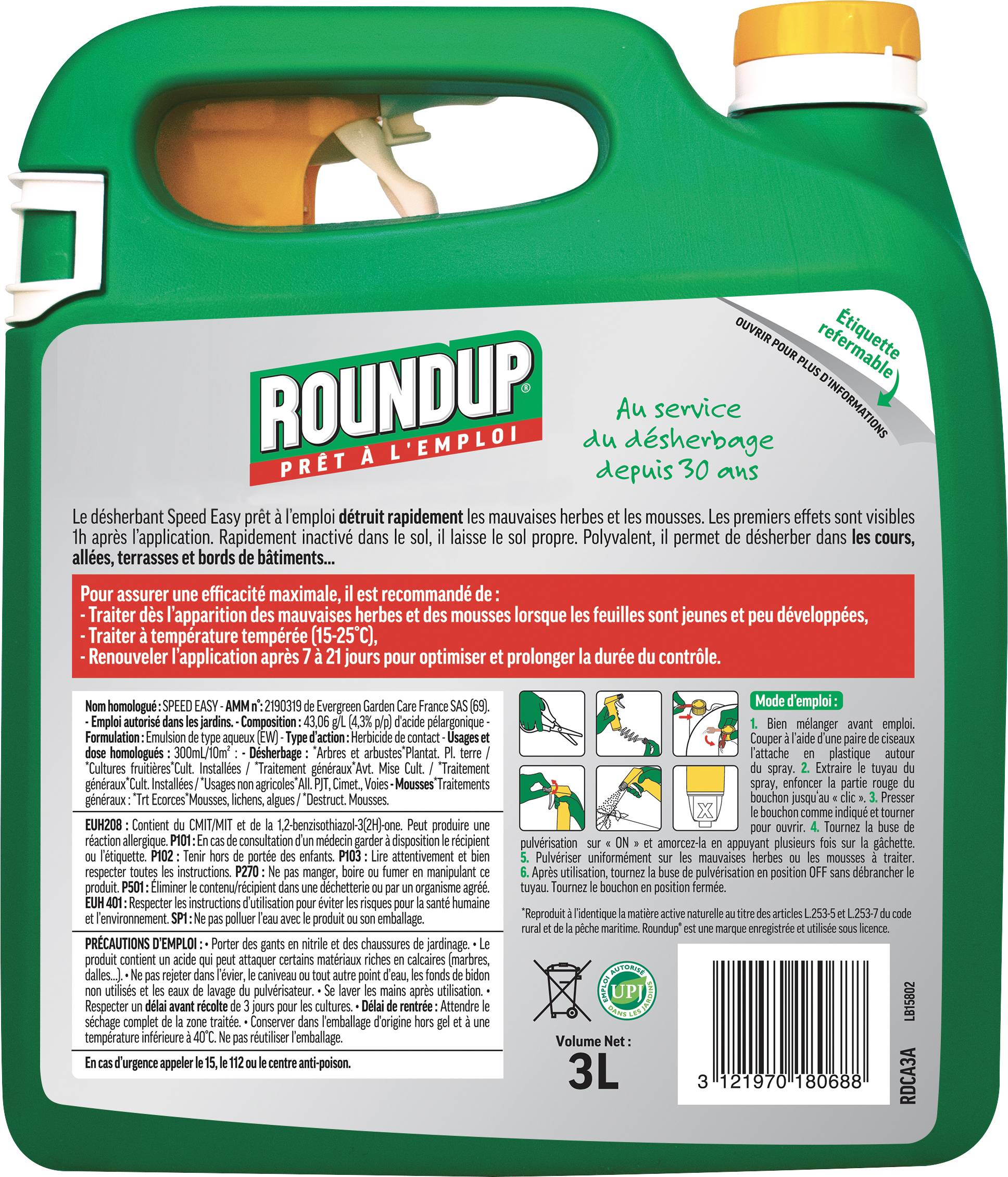 Roundup - Désherbant Allée terrasse 3L Pulvérisateur - Imagen 2
