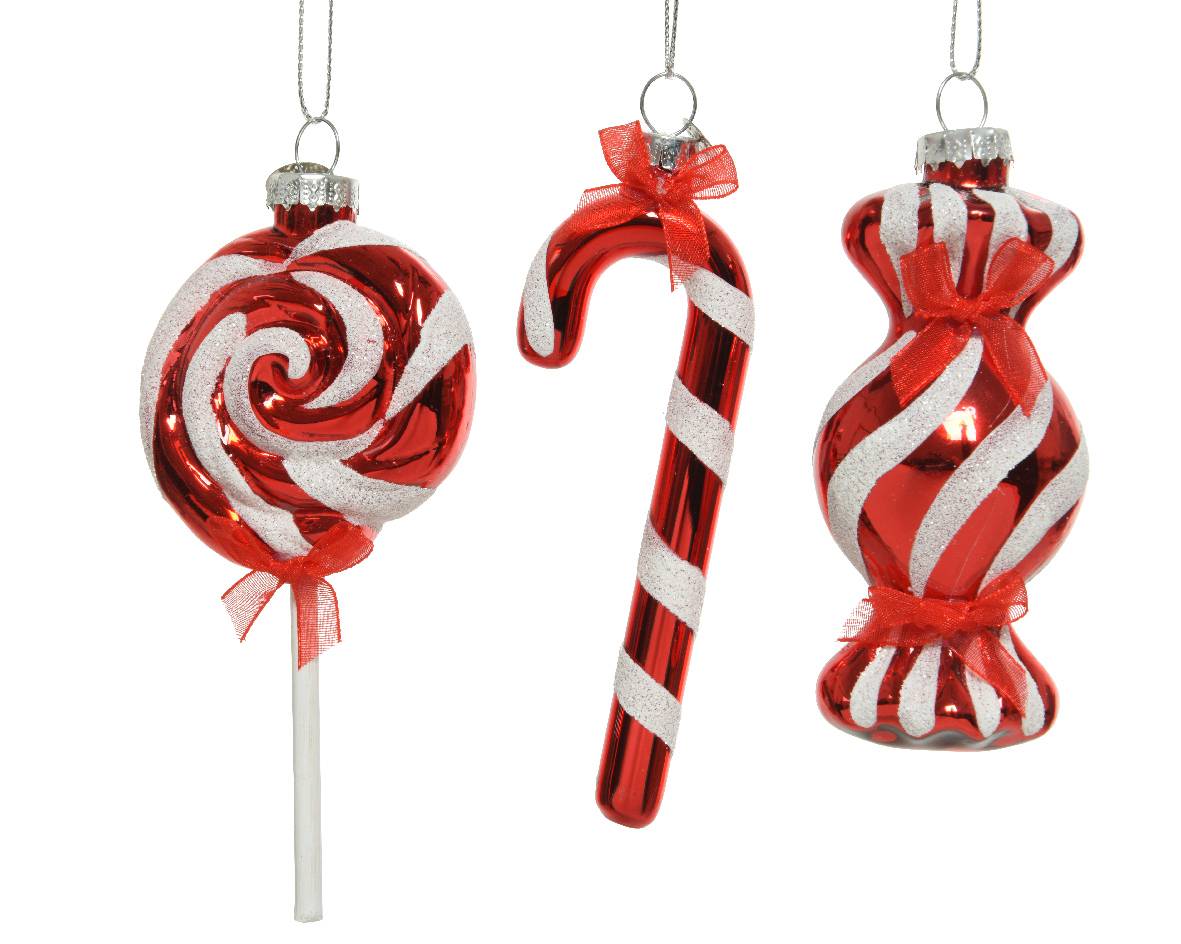 Decoris - Decoris - Ornements en verre Rouge Noël L.4,5 x l.3,5 x H.13 cm